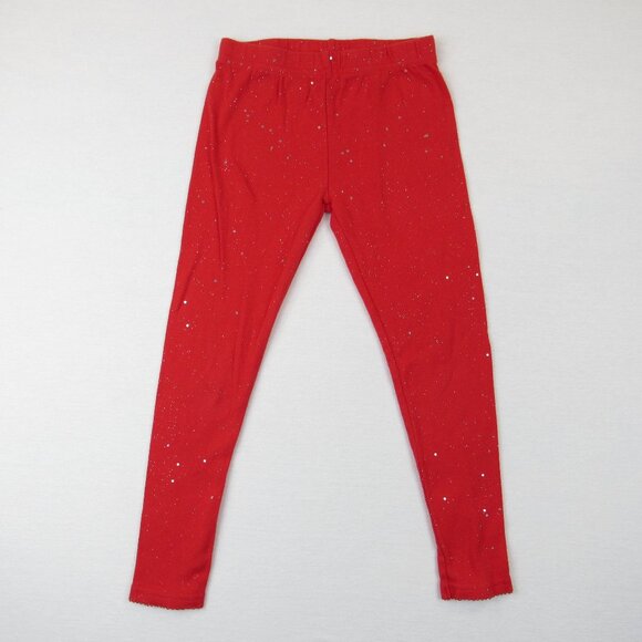 Carter's Toddler Girl's Size 5 Leggings Red Silver Glitter Star Sparkle Holiday - Picture 1 of 8